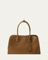 Prada Soft Grain Leather Top-handle Bag In Brown