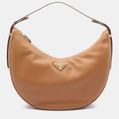Pre-owned Prada Soft Grain Shoulder Bag Leather Brown