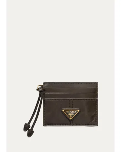 Prada Soft Leather Card Case In Brown