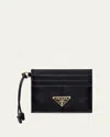 Prada Soft Leather Card Case In Nero