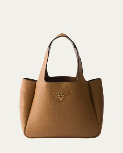 Prada Small Leather Tote Bag In Brown
