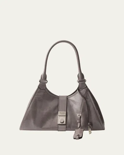 Prada Soft Leather Shoulder Bag In F03sf Peltro N