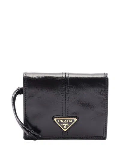 Pre-owned Prada Soft Lux Bi-fold Wallet In Black