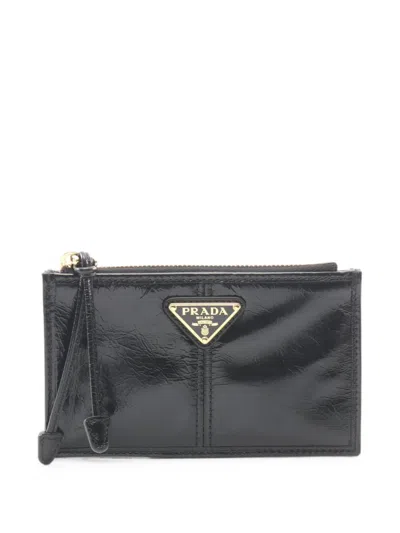 Pre-owned Prada Soft Lux Card Case In Black