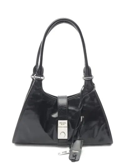Pre-owned Prada Soft Lux Leather Handbag In Black
