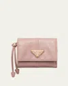 Prada Soft Lux Trifold Leather Wallet In Mughetto
