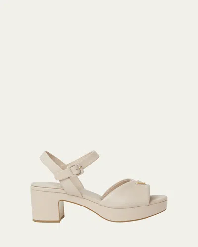 Prada Soft Nappa Ankle Strap Platform Sandals
