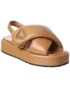 Prada Soft Padded Leather Sandal In Brown