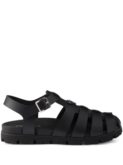 Prada Soft Print Sandals For Men In Black