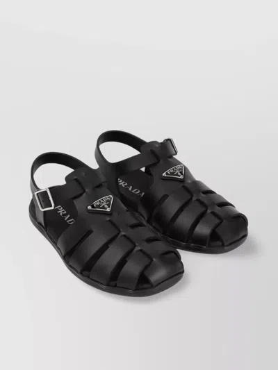 Prada Soft Project Cut-out Tech Sandals In Grey