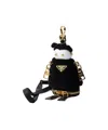 Prada Soft Robot Velvet Bag Charm With Shoulder Strap In Black