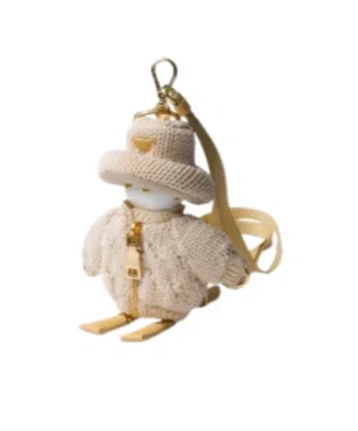 Prada Soft Robot Knit Keychain Charm In Multi