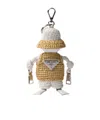 Prada Soft Robot Raffia-effect Keychain Charm In Neutral