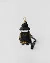 Prada Soft Robot Re-nylon Bag Charm In Schwarz