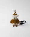 Prada Soft Robot Shearling Bag Charm In Honig