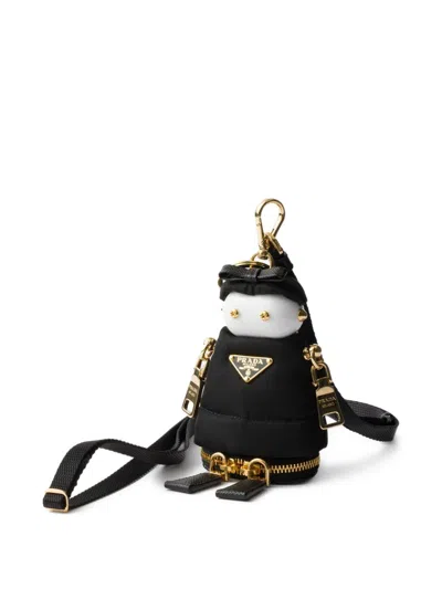 Prada Soft Robot Re-nylon Bag Pendant In Nero