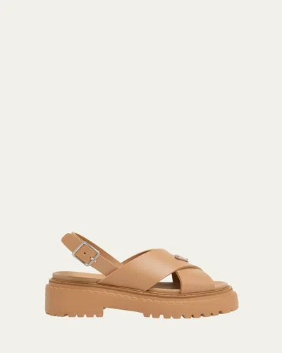 PRADA SOFT RUBBER CRISSCROSS STRAP SANDALS