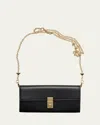 Prada Soft Sound Flap Leather Wallet On Chain In F0002 Nero