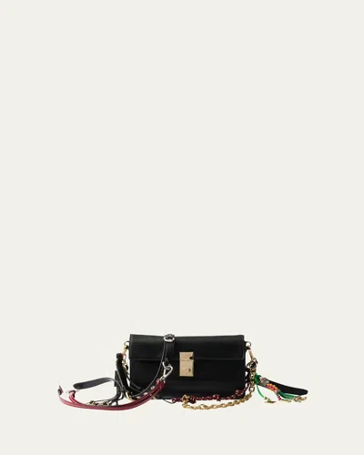 Prada Soft Sound Leather Shoulder Bag In F0002 Nero