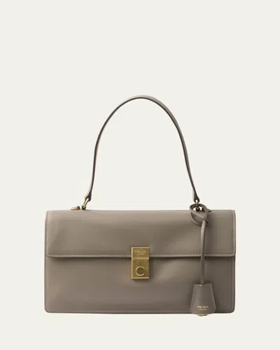 Prada Soft Sound Leather Shoulder Bag In F0572 Argilla