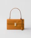 Prada Sound Medium Soft Leather Top-handle Bag In Orange