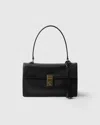 Prada Sound Medium Soft Leather Top-handle Bag In Black