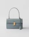 Prada Leather Structured Handbag Gold-tone Hardware In Silver