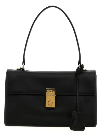 Prada Soft Sound Shoulder Bags Black