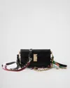 Prada Soft Sound Large Leather Shoulder Bag With Charms In Black