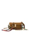 Prada Soft Sound Small Leather Shoulder Bag With Charms In Brown