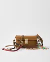 Prada Soft Sound Small Leather Shoulder Bag With Charms In Caramel