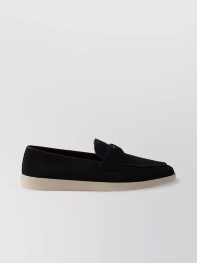 Prada Soft Suede Loafers Rubber Sole