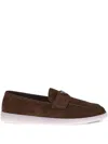 Prada Suede Loafers With Round Toe Design In Brown