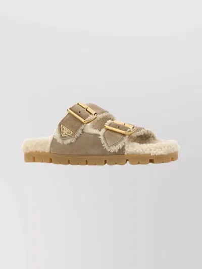 Prada Soft Suede Slide Sandals