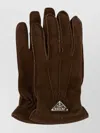 Prada Brown Suede Gloves In Brown
