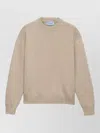 Prada Soft Textured Crew Neck Long Sleeve Sweater In Neutral