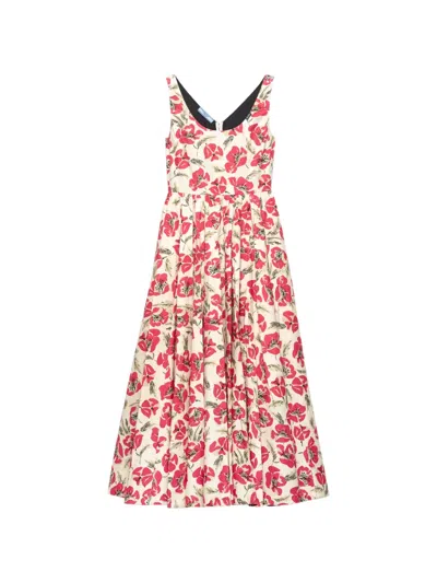 Prada Soft-poplin Dress In Multi