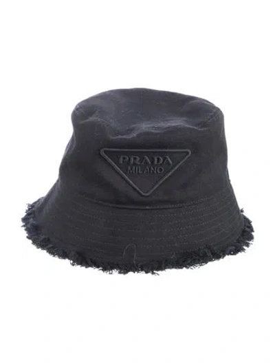 Pre-owned Prada Solid Bucket Hat In Black