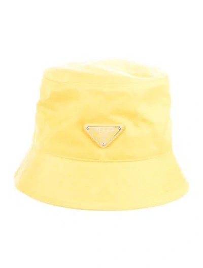 Pre-owned Prada Solid Buckled Hat In Yellow