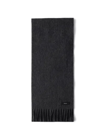 Prada Solid Cashmere Scarf In Gray