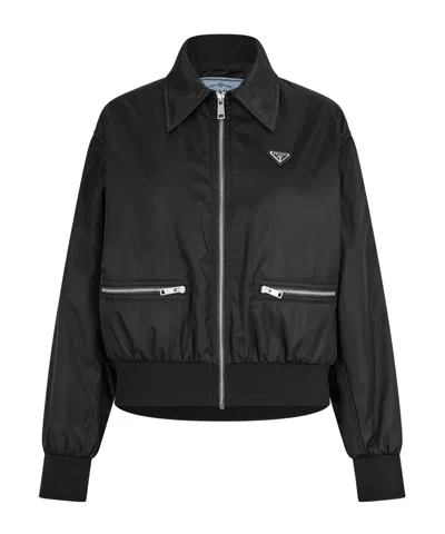 Prada Solid Color Casual Jacket In Black