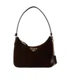 Prada Solid Color Shoulder Bag In Brown