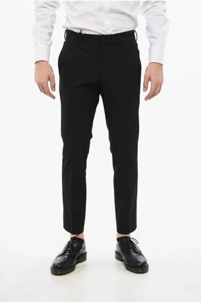 Prada Solid Color Stretch Fabric Chino Pants In Black