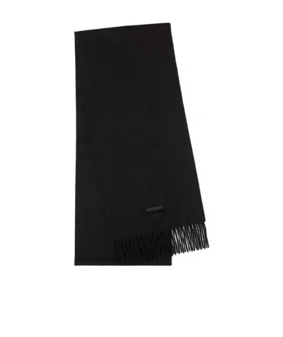 Prada Solid-colour Cashmere Scarf In Black