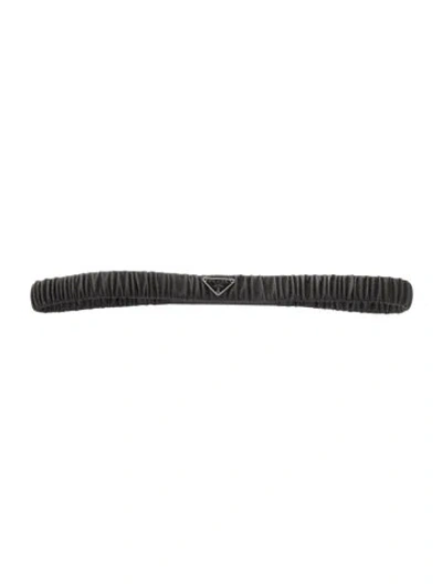 Pre-owned Prada Solid Pleated Headband In Black