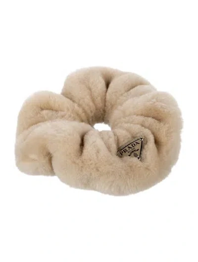 Pre-owned Prada Solid Scrunchie Hair Tie In Neutral