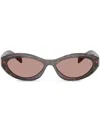 Prada Womens Brown Pr 26zs Oval-frame Acetate Sunglasses In Braun