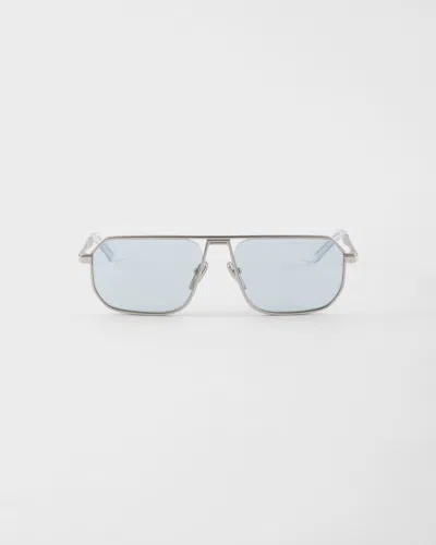 Prada Sunglasses With The Iconic Metal Plaque In Blue