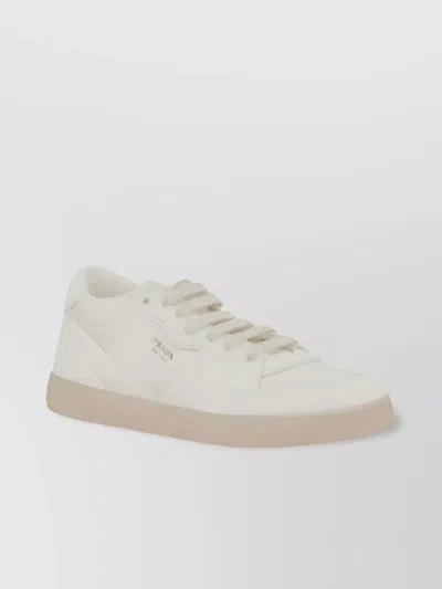 Prada Sophisticated Leather Sneakers Monogram Detail