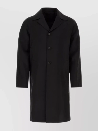Prada Sophisticated Wool Blend Coat In Black